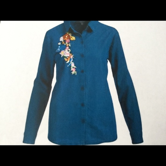 August Silk - Blue Denim Top - Picture 1 of 8